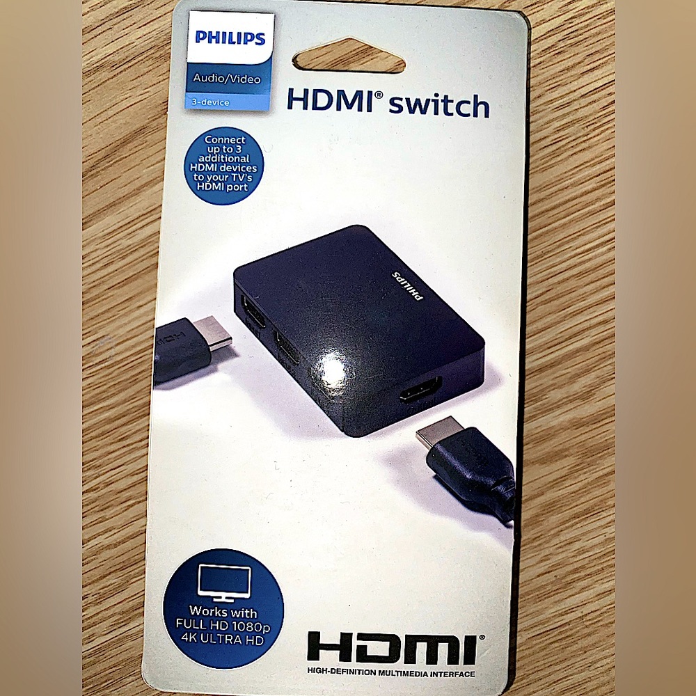 Philips - 3-Device 4K HDMI 2.0 Switch, 3 to 1 HDMI TV Connection